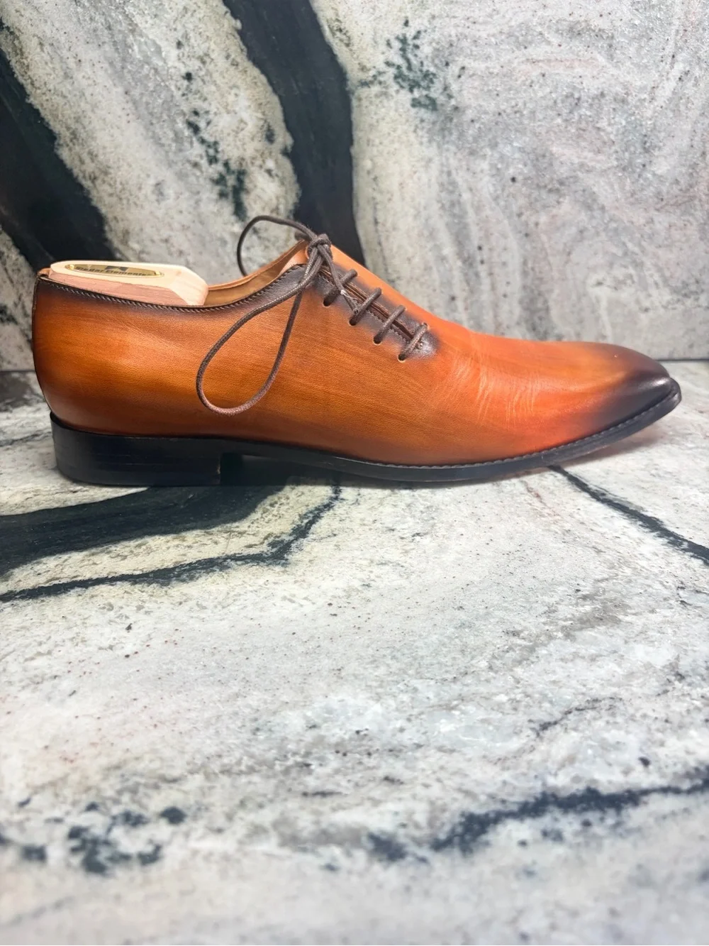 Rawls Men’s UK 9 Cognac Burnished Leather Dress Shoes Leather Sole